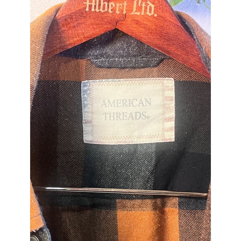 American Threads Buffalo Check Flannel Shirt – Pumpkin Black Charcoal Plaid – So - Picture 5 of 7